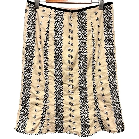 Nanette Lepore Black and Cream Embroidered Skirt - Picture 2 of 10